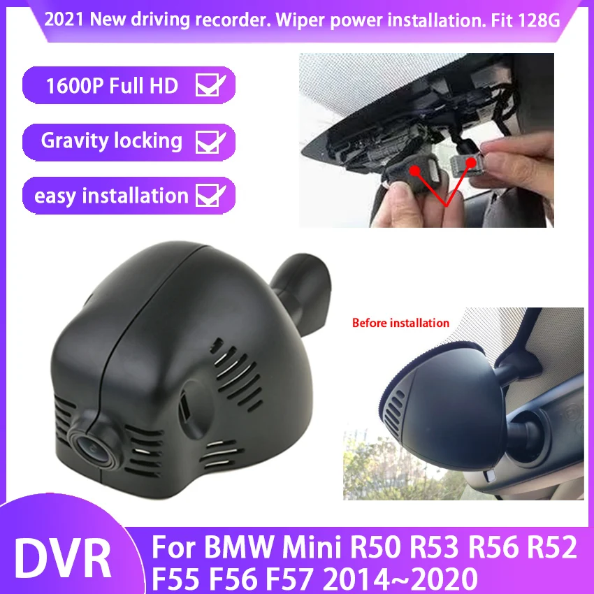 

HD 2K 1600P Car DVR Video Recorder Dash Cam Camera Easy Installation For BMW Mini R50 R53 R56 R52 F55 F56 F57 2014~2020