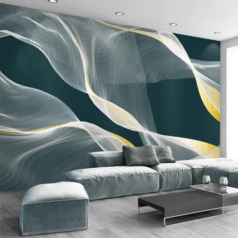 

Custom Size Wallpaper Modern Abstract Ink Line Art Gold Murals Wallpaper Living Room Study Creative Home Decor 3D Papel Tapiz