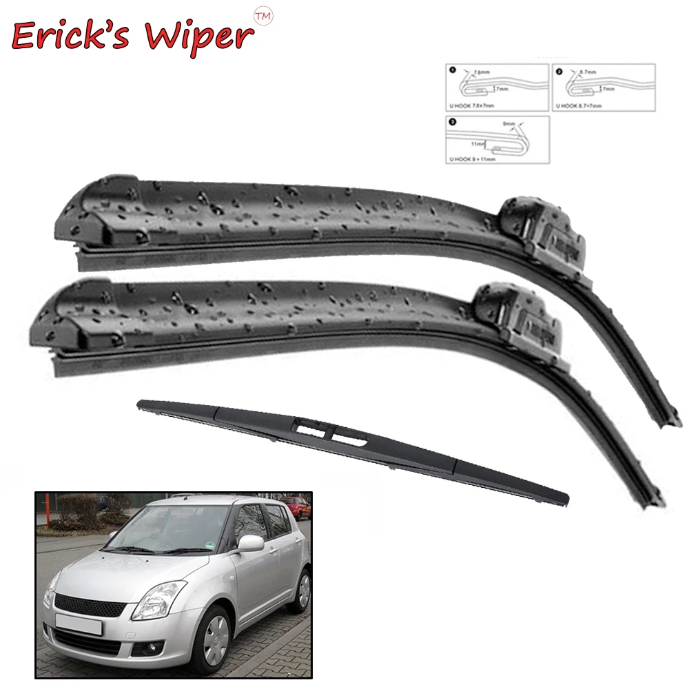 Erick\'s Wiper Front & Rear Wiper Blades Set Kit For Suzuki Swift Hatchback 2004 - 2010 Windscreen Windshield Window 21\