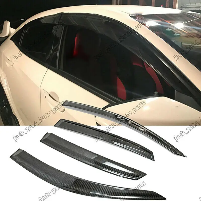 

Side Window Visors Deflectors carbon fiber Trim For 2016 2017 2018 2019 Honda Civic Type R