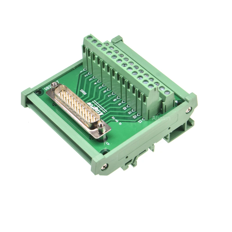 1PCS DB25 male/female socket to terminal block adapter pcb board D-SUB 25pin connector converter Din Rail Mounting