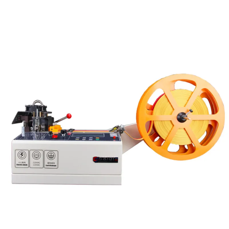 988T Computer Automatic Hot and Cold Cloth Belt Cutting Machine, Magic Adhesive Tape Zipper Webbing Machine Elastic Belt Cutting