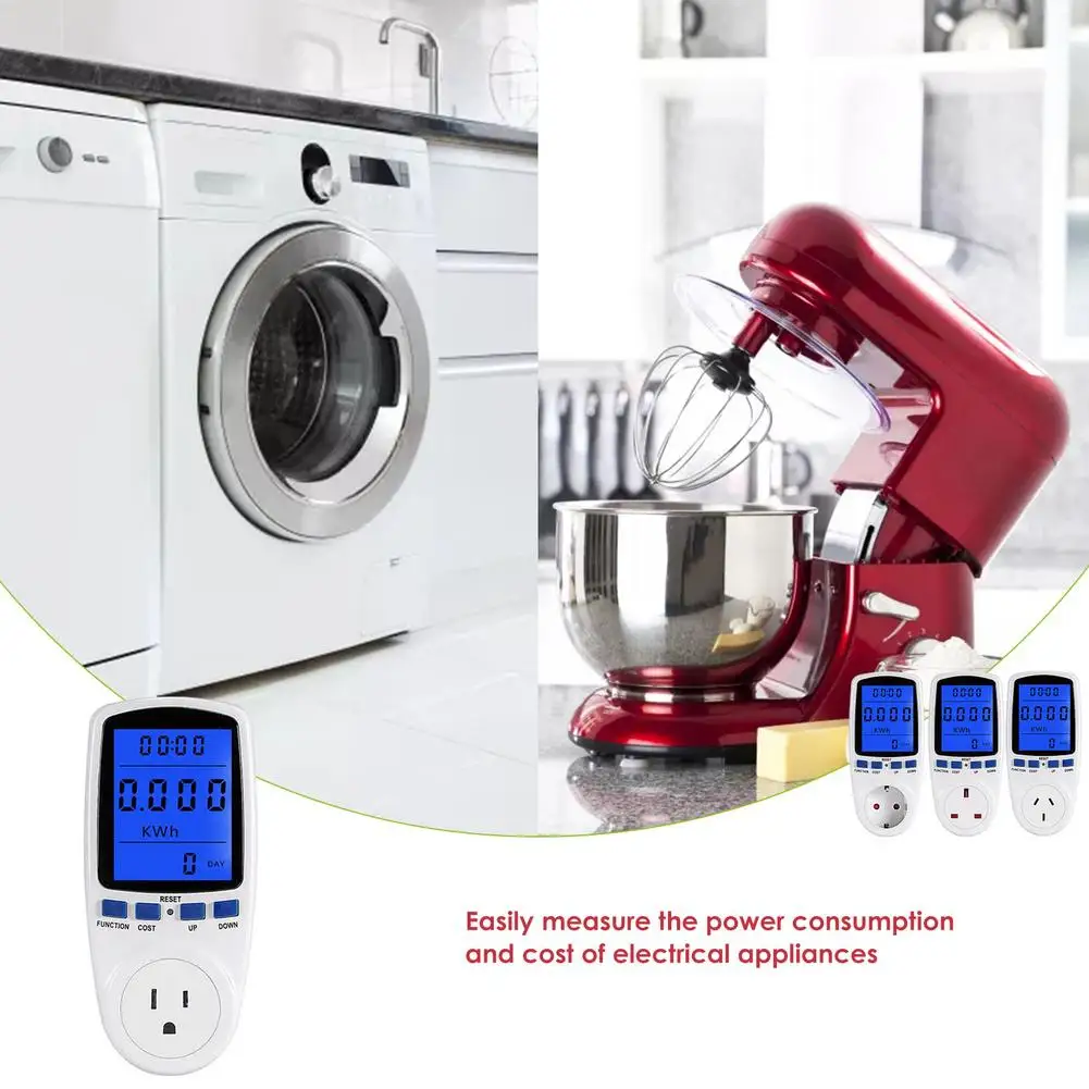 Energy Power Meter Plug Power Watt Voltage Amps Meter For Power Consumption Control & Energy Saving Measuring Socket Digital LCD