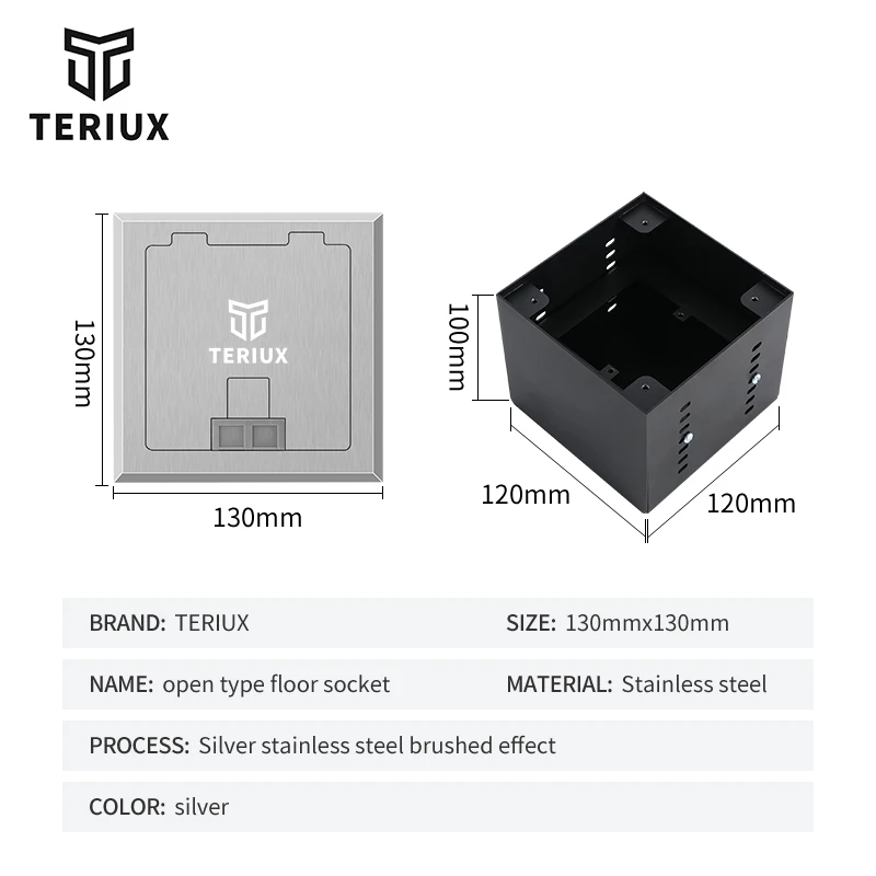 Factory sale stainless steel socket recessed panel height adjustable box customized 250v manufacturer built in floor socket