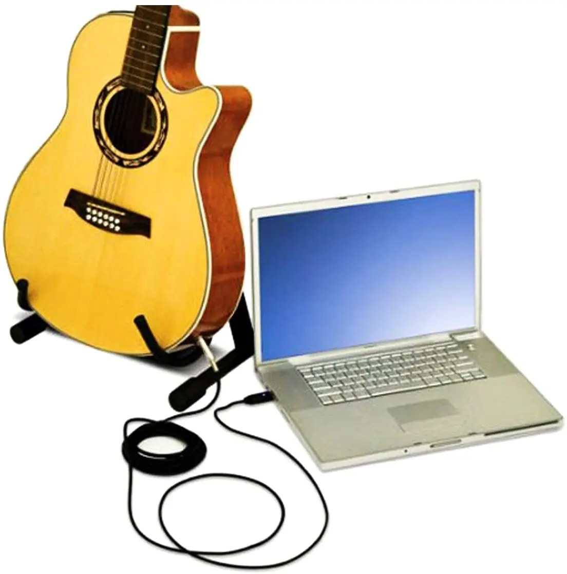 อินเทอร์เฟซ USB ชาย6.35มม.1/4 "Mono ชายกีตาร์ไฟฟ้าสาย,คอมพิวเตอร์ Audio Connector Adapter สำหรับเครื่องดนตรี