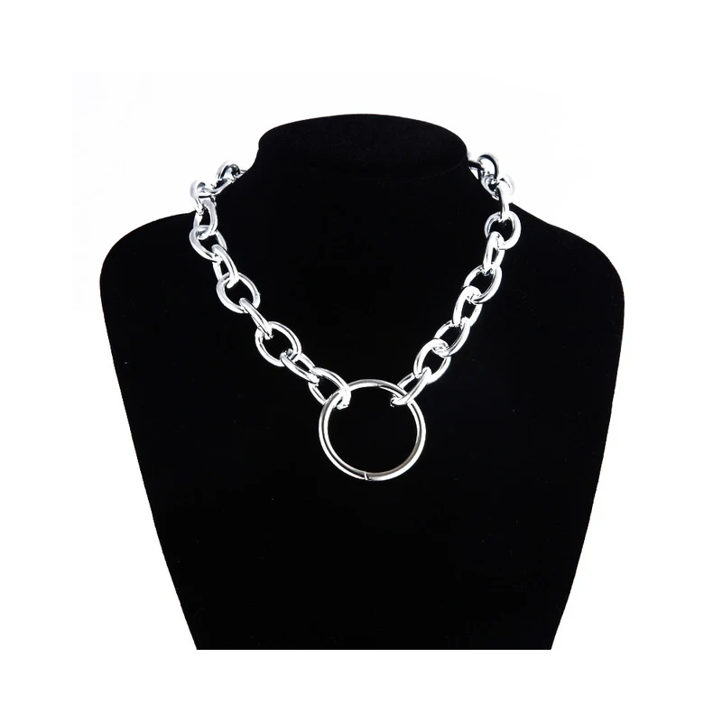 Gargantilla de cadena gótica para mujer, collar de declaración de roca circular, joyería gótica Vintage, joyería de moda