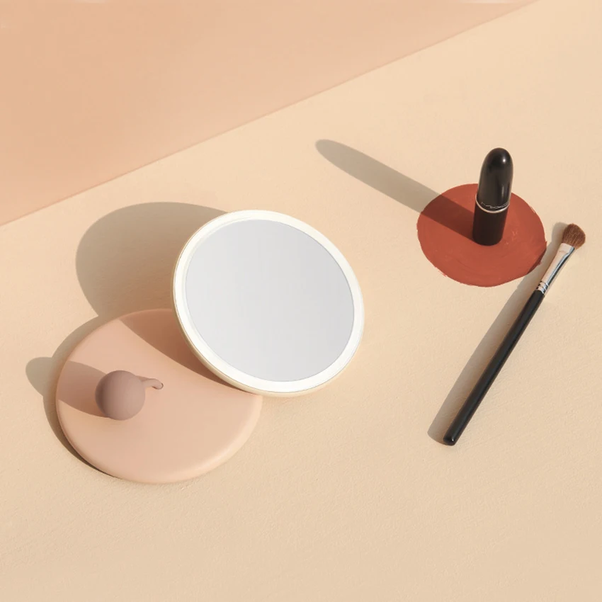 미니 메이크업 거울 LED 채우기 빛 화장품 화장 대 거울, 유형 C 충전 조절 가능한 빛 터치 컨트롤 접는 드레싱 미러