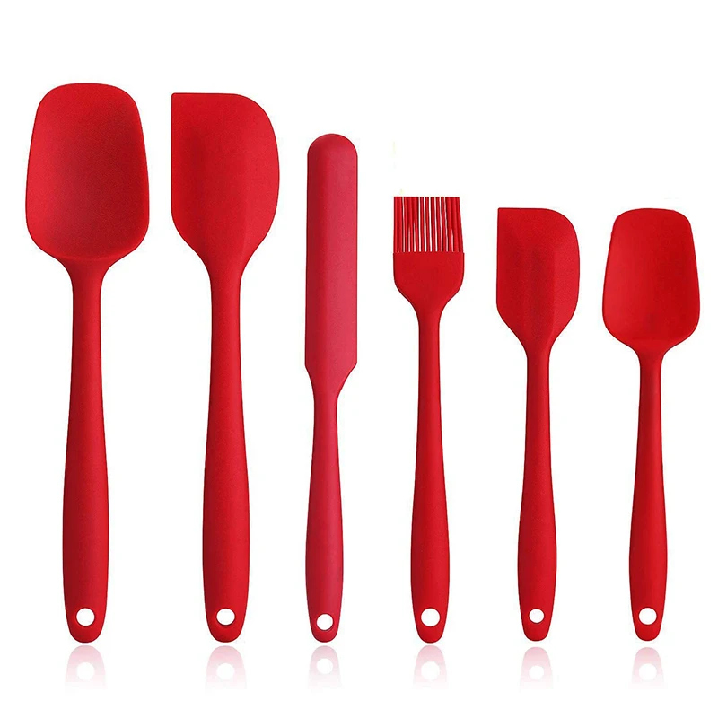 

Silicone Spatula Set, 6piece non-stick heat-resistant baking pastry tools for cakes, spatula brush set with stainless steel core