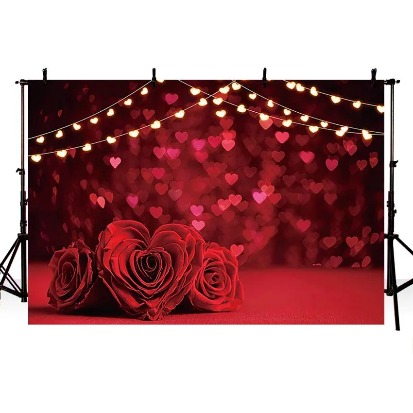 Avezano วันวาเลนไทน์การถ่ายภาพพื้นหลังฤดูใบไม้ผลิสีแดง Rose ดอกไม้เทศกาลแสงภาพฉากหลังศัตรู Photo Studio Props