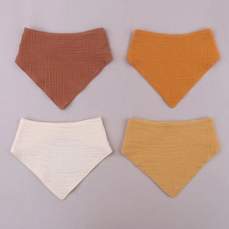 4 Buah Kapas Lembut Oto Bayi Warna Solid Kancing Jepret Syal Segitiga Baru Lahir Makan Oto Bandana Kain Sendawa Bayi Hadiah Mandi