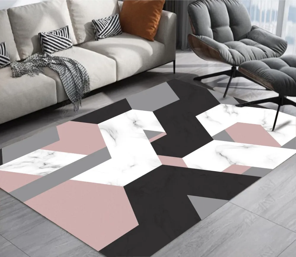 

Modern pink fashion geometric polygonal floor mat 3d floor painting wallpaper