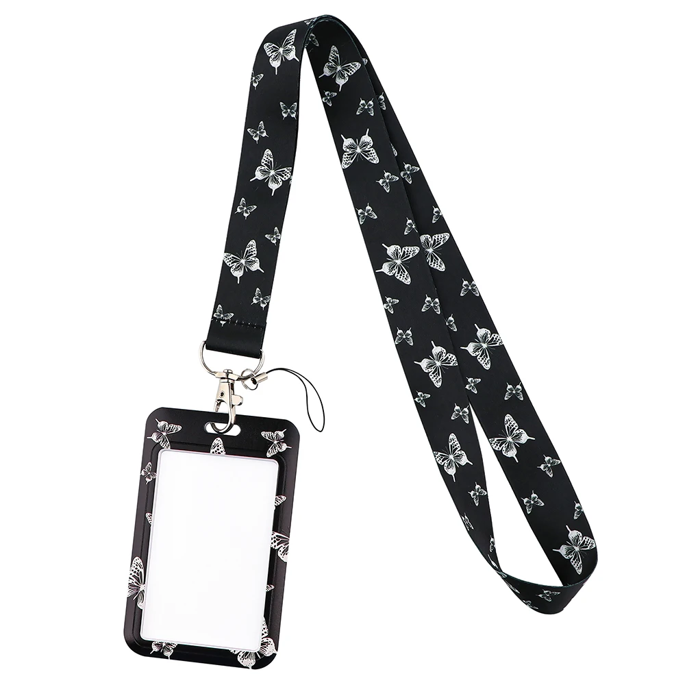 CB1194 Butterfly Lanyards Keychain DIY Cell Phone Straps USB ID Card Badge Holder Key Ring Strap Hanging Rope Phone Accessories