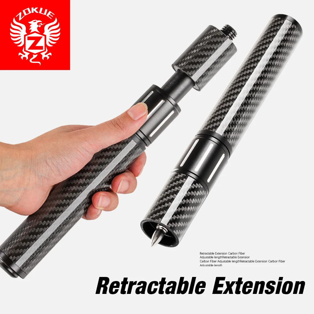 Carbon Fiber Pool Cue Extension 9in-13in Scalable Billiard Cue Extension for KONLLEN/MEZZ/PERI/JF HOW/FURY/ZOKUE PREDATOR