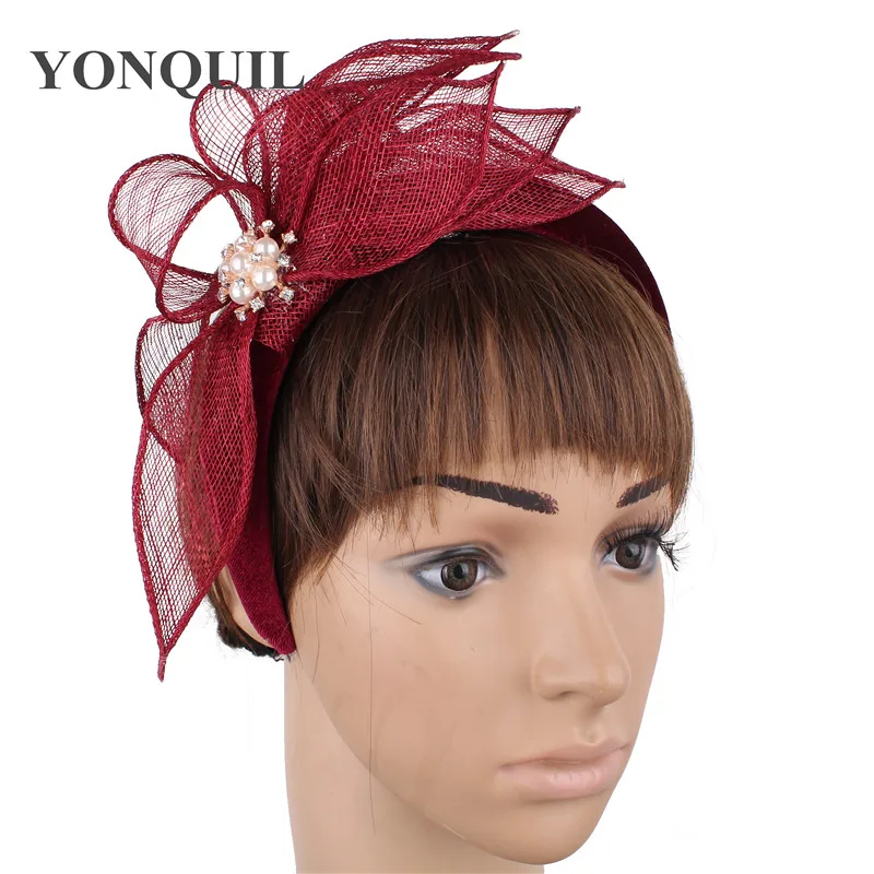 Elegant Women Fashion Headwear Hair Band Mesh Fascinators Accessories Sinamay Wedding Princess Headdress Cocktail Race Headband