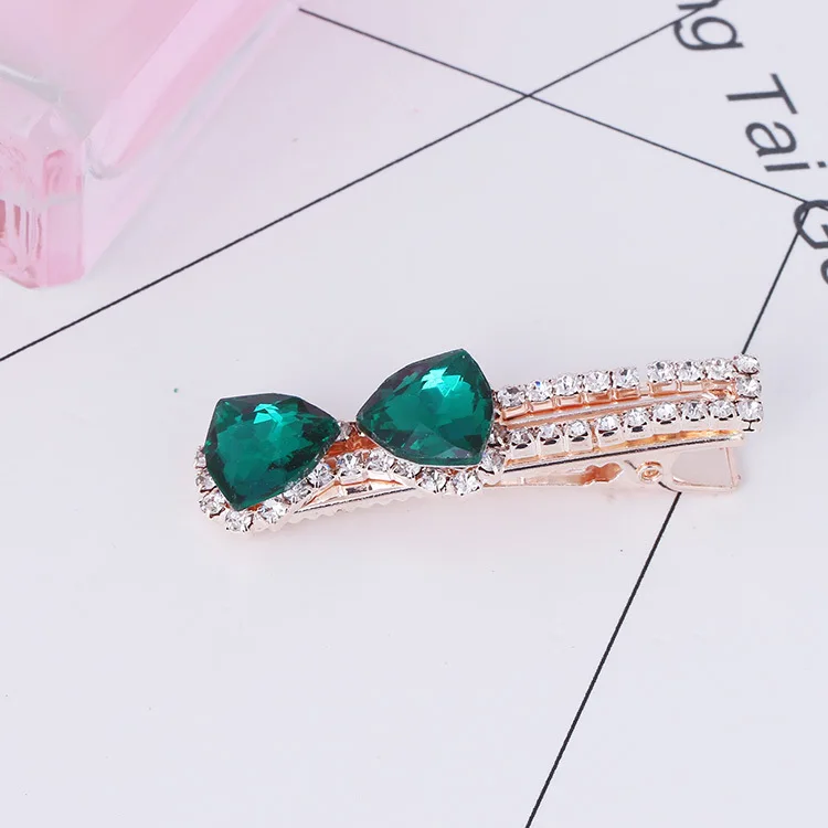 Fashion Jewelry Women's Crystal Bowknot Barrette Headdress  Hairpin Hair Clip Dukbill Toothed Bobby Pin Lady Barrettes