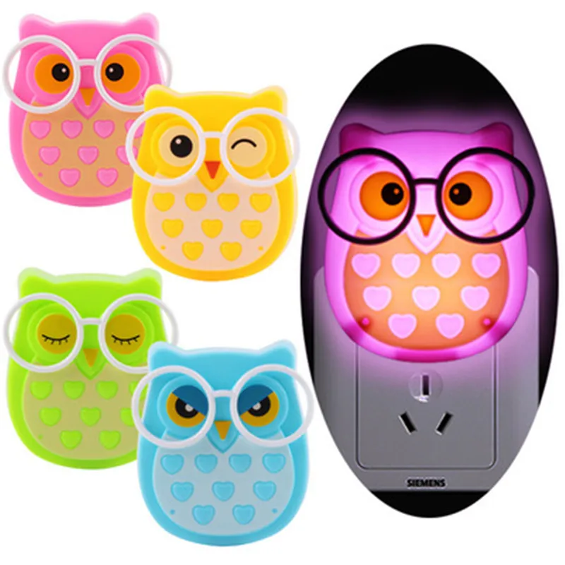 Mini Owl Baby Night light Automatic Sensor Light Control Lamp EU US Plug Child Kids Baby Room Led Lamp Animal Socket veilleuse