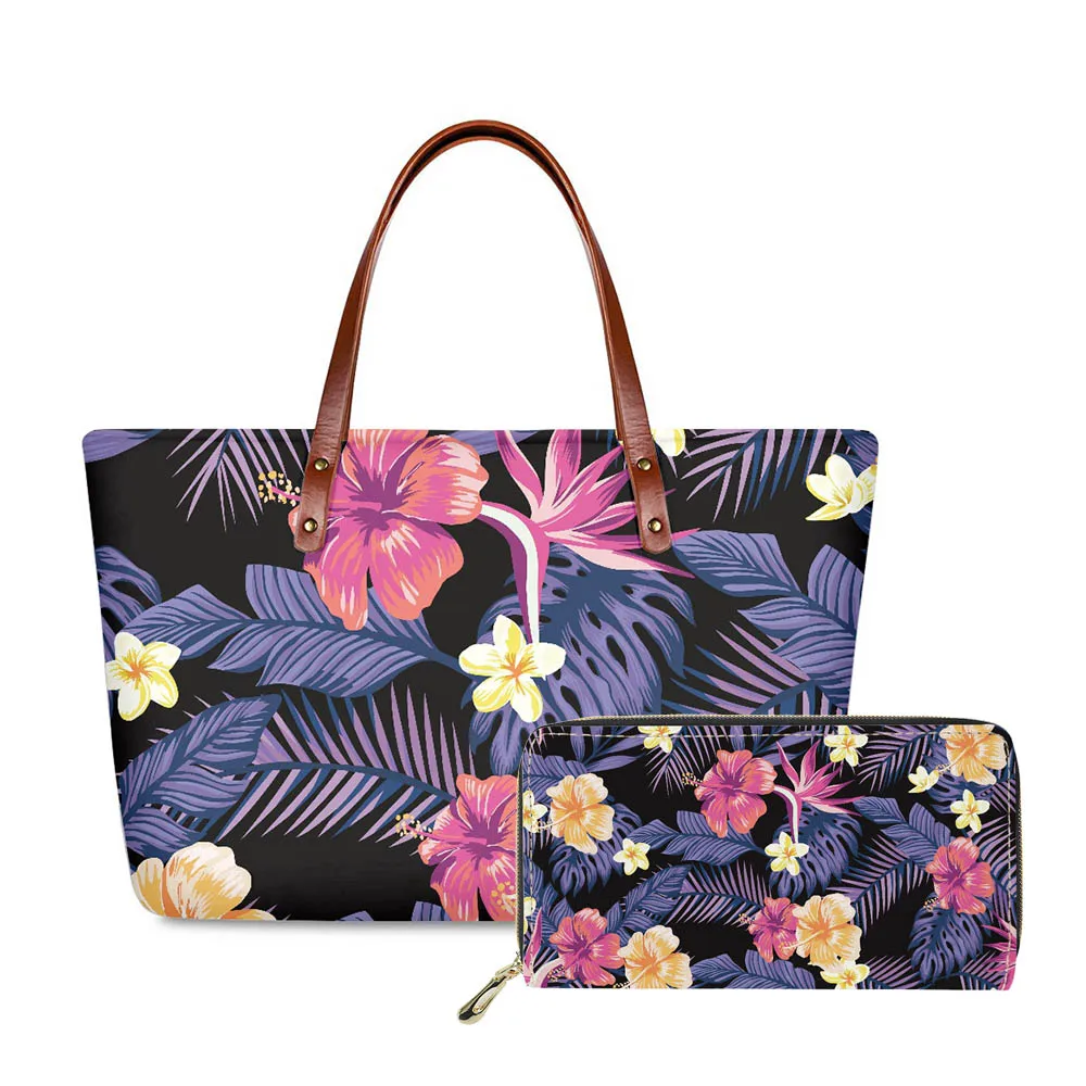 Hycool Hawaii Flower Tropical Leaves Print Women's Tote Bag Luxury Women's Handbag Cheap Casual Large Women's Bags New 2022