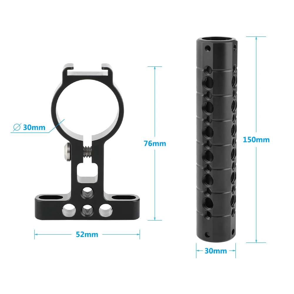 Kayulin Video maniglia superiore azione stabilizzante regolazione a doppia estremità impugnatura per formaggio con adattatore per montaggio a due maniglie per gabbia per videocamera
