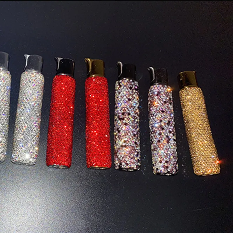 Diamond-Studded Lighter Ladies Compact Portable Inflatable Lighter Creative Ultra-Thin Ultra-Shiny Gift Ladies (Airless)