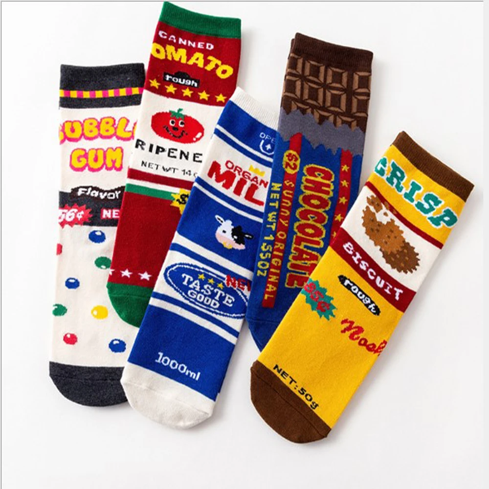 Cotton Cow Box Chocolate Fun Long Men Socks Letters Milk Hongkong Autumn Women Ladies Fashion Sport Crew Sockken