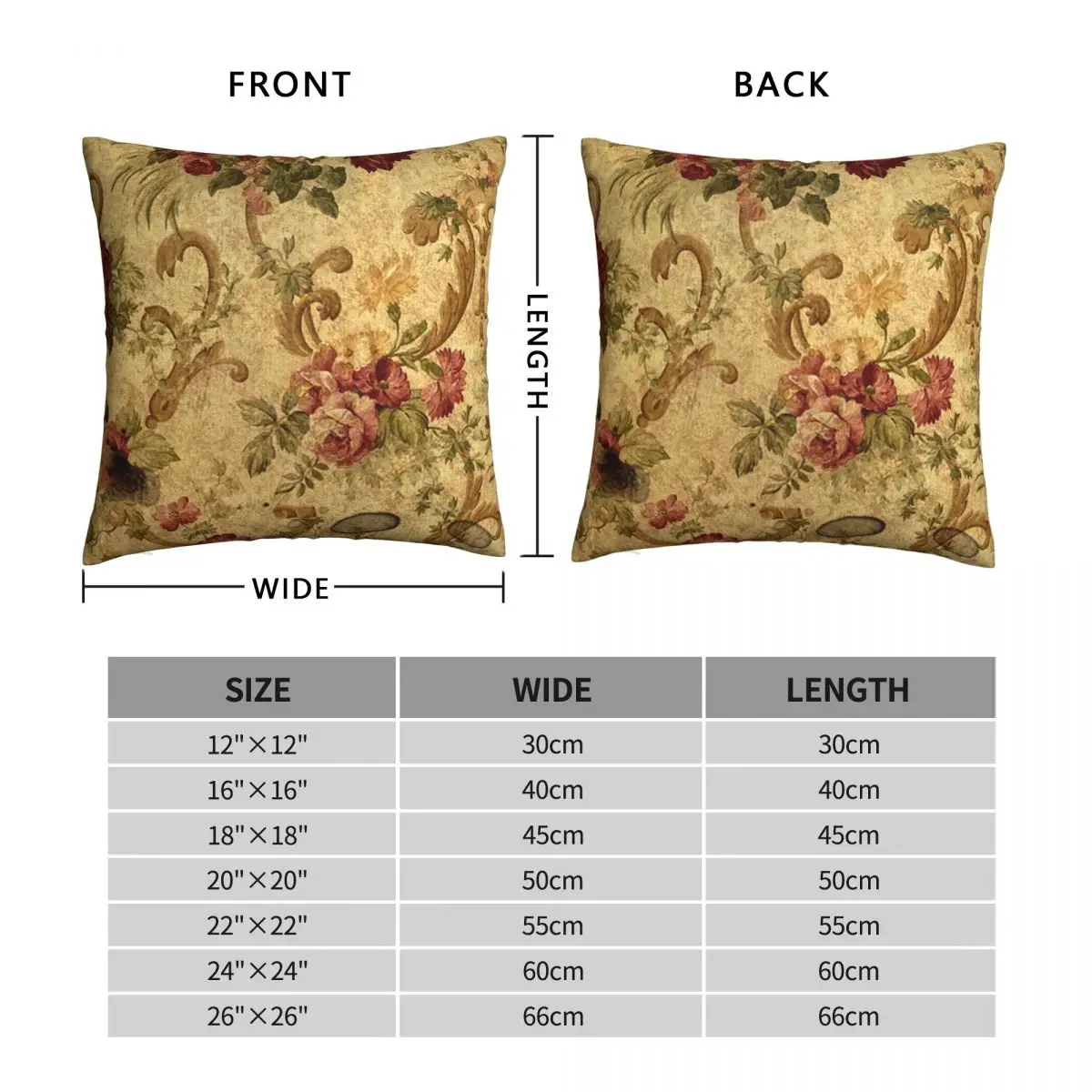 Floral Elegant Victorian Rustic Grunge Elegant Chic Square Pillowcase Linen Velvet Zip Decor Pillow Case Sofa Seater Cushion