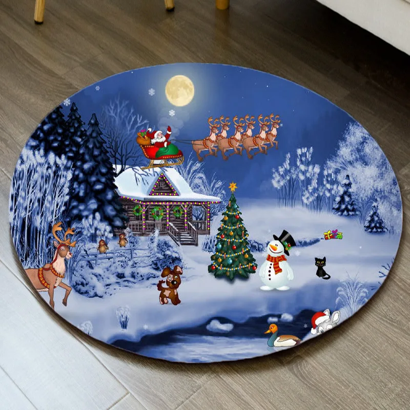 Santa Snowman 3D Carpet Christmas Decor Living Room Area Rug Party Decor Carpet Round Chair Mat Kids Play Rug Bathroom Bath Mats