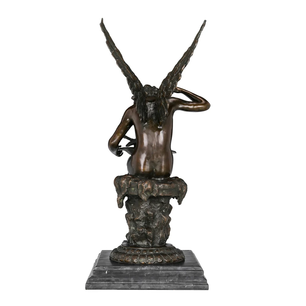 Anděl kluk hrací s holubi socha sochu bronz vintage měď umění statuette domácí úřad stůl dekorace upscale dárky 46CM