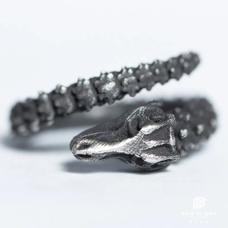 

BEM HI BEN Men's Women's Tyrannosaurus Keel Ring 925 sterling silver Original Hand made Biker Punk dark customized engraving