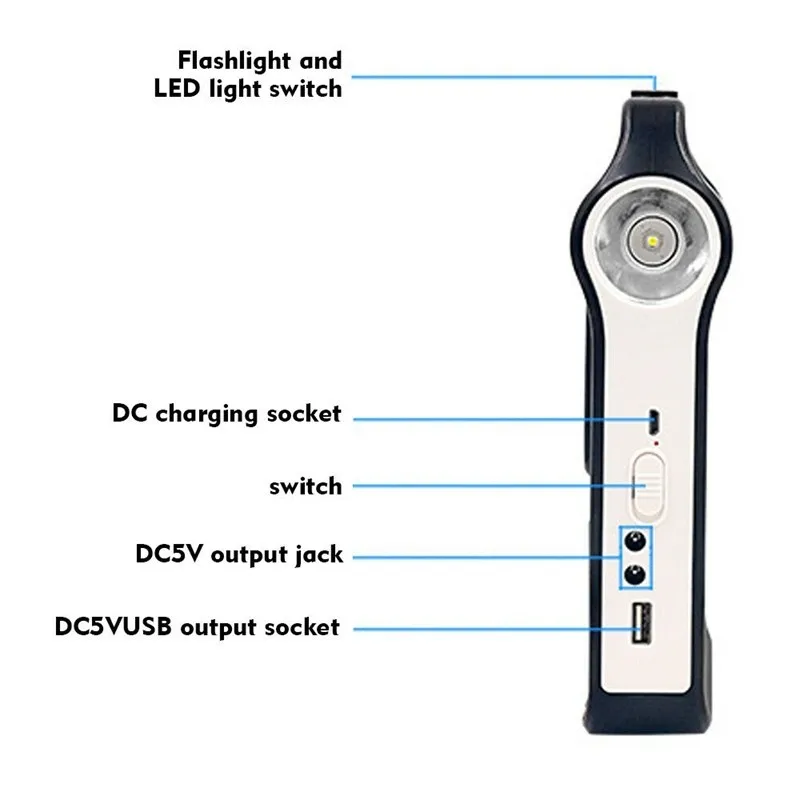 Imagem -06 - Portátil 6v 2w Recarregável Sistema Gerador de Armazenamento Energia do Painel Solar Carregador Usb Lâmpada Iluminação Casa Sistema Energia Solar Kit