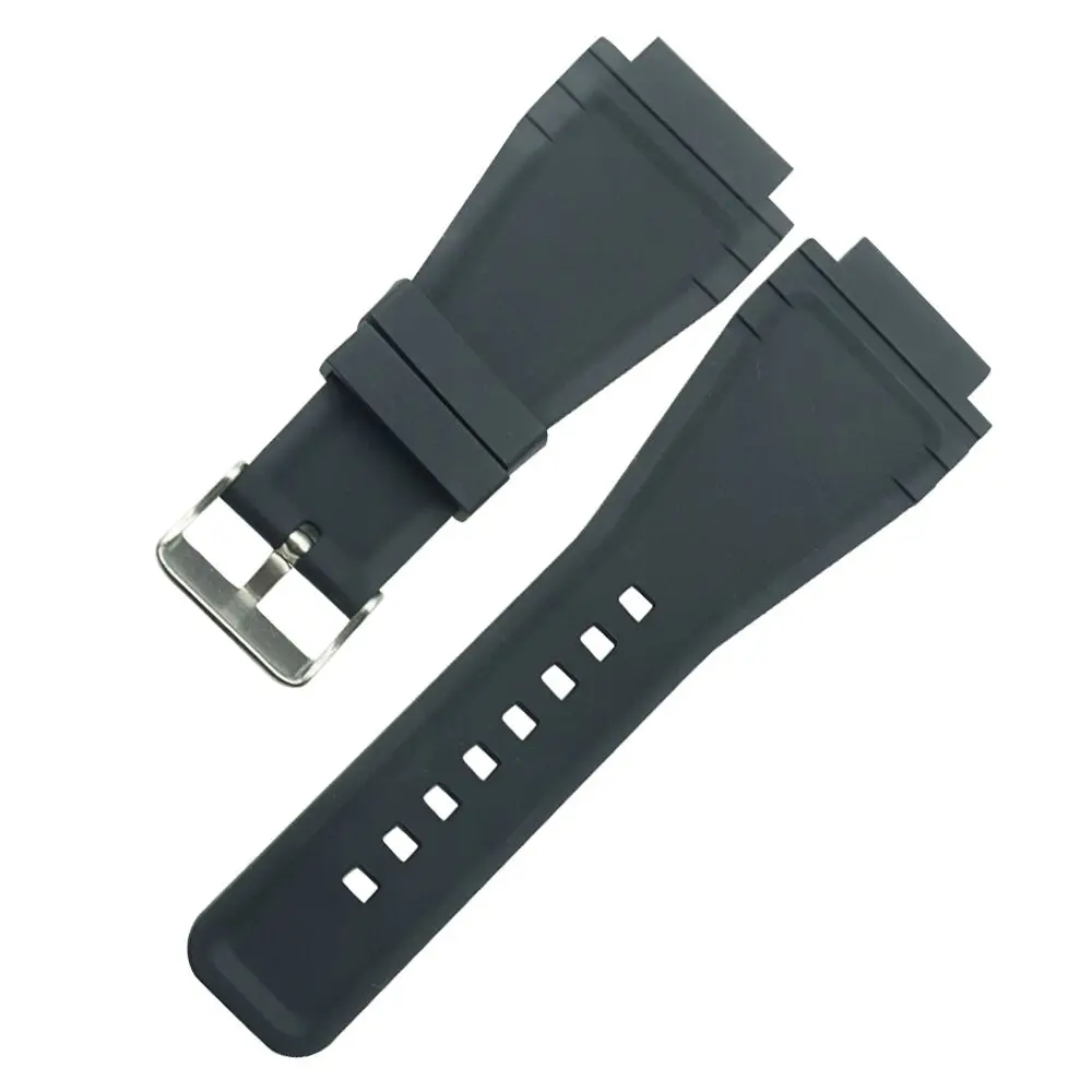 Black nature Rubber Watch Band Strap for Bell & Ross BR-01 and BR-03 And Buckle Watchband DIY Replace