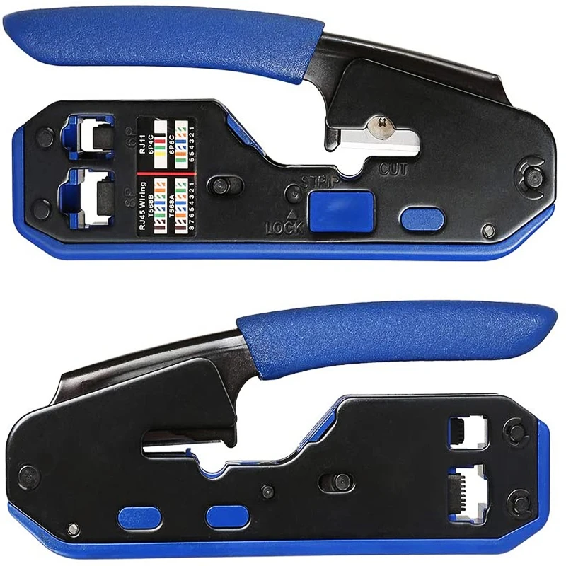 HTOC CAT5 CAT6 Dụng Cụ Đóng Đnh CAT6 Đầu Nối Giảm Mỏi Giày Gói (50/50) và Mô Đun Crimper RJ45 Lọn Uốn Bộ Dụng Cụ