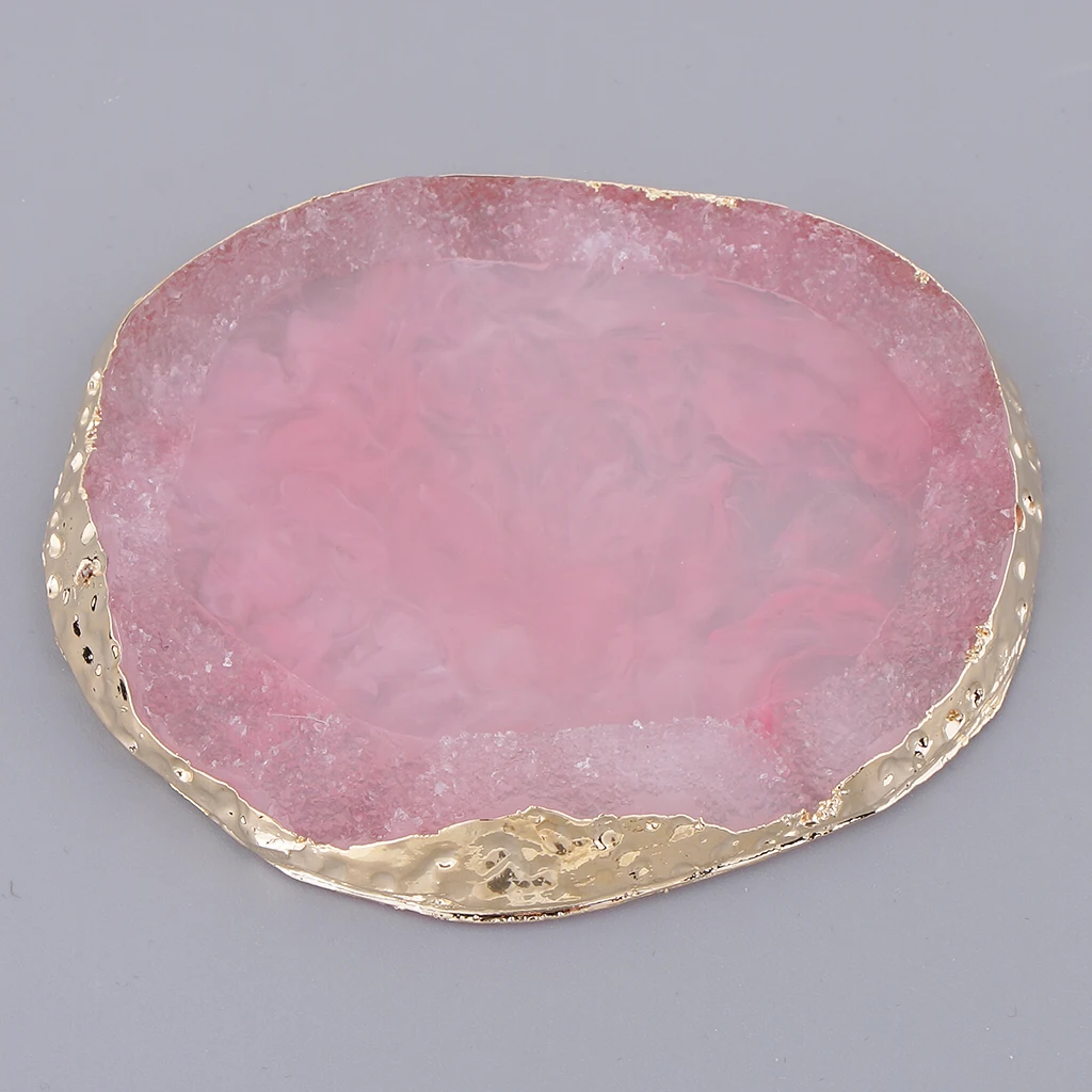 Resin Edge Imitation Agate Round Plate for Nail Art Palette Drink Coasters Cup Mat Pendants Home Decoration Ornaments