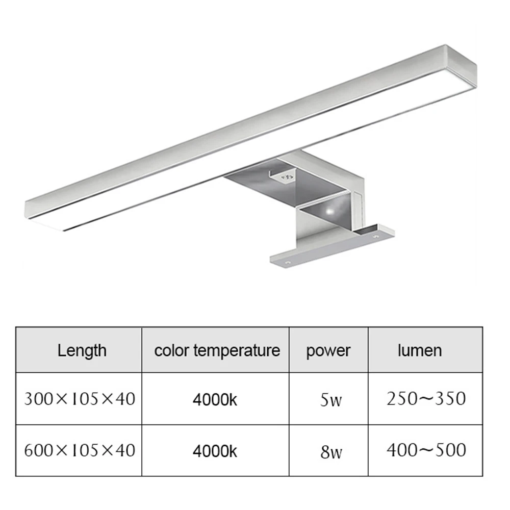 Luz Led moderna para espejo de baño, lámpara de pared Industrial montada en la pared, AC90-260V, resistente al agua, de acero inoxidable, 5W y 8W