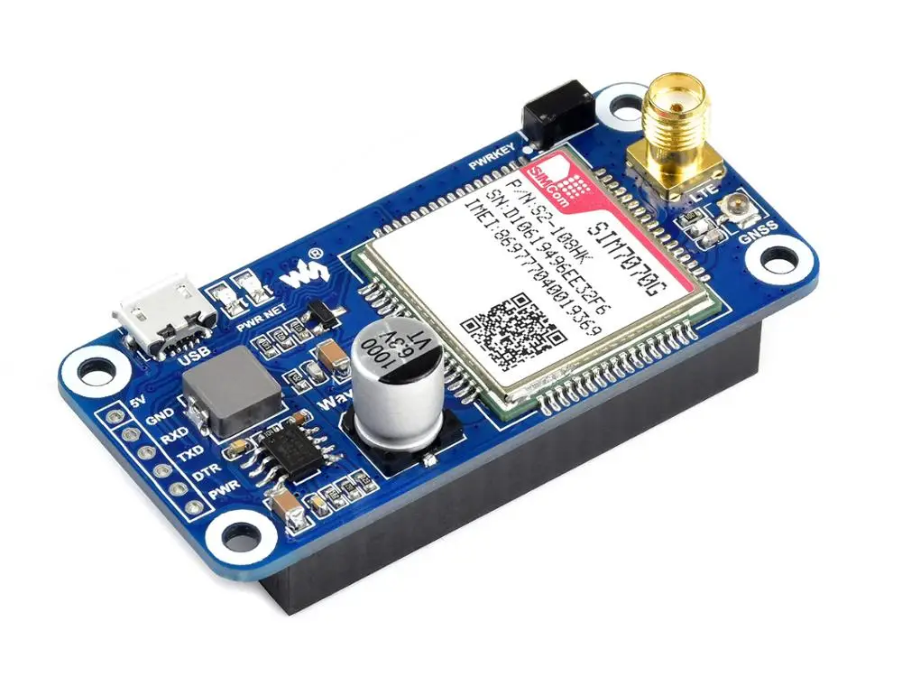 SIM7070G Cat-M/NB-IoT/GPRS HAT (EN) ,for Raspberry Pi, global band support,With GNSS Positioning