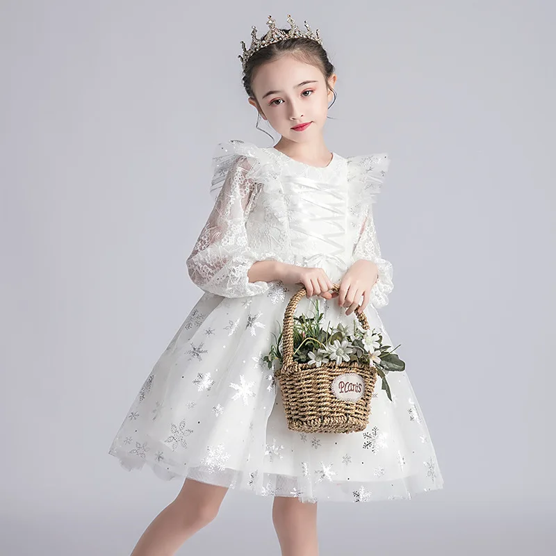 2020 Children Girls Lace Sequins Stars Princess Tutu Dress Spring Autumn Summer Girl Kids Birthday Party Formal Dresses Vestidos