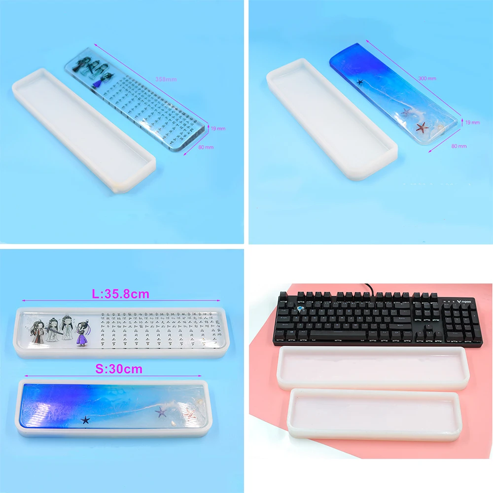 2 Sizes Keyboard Tray Silicone Molds UV Epoxy Mold Computer PC Fingerboard Pad Resin Casting Mould for DIY Crafts Handmade Tools