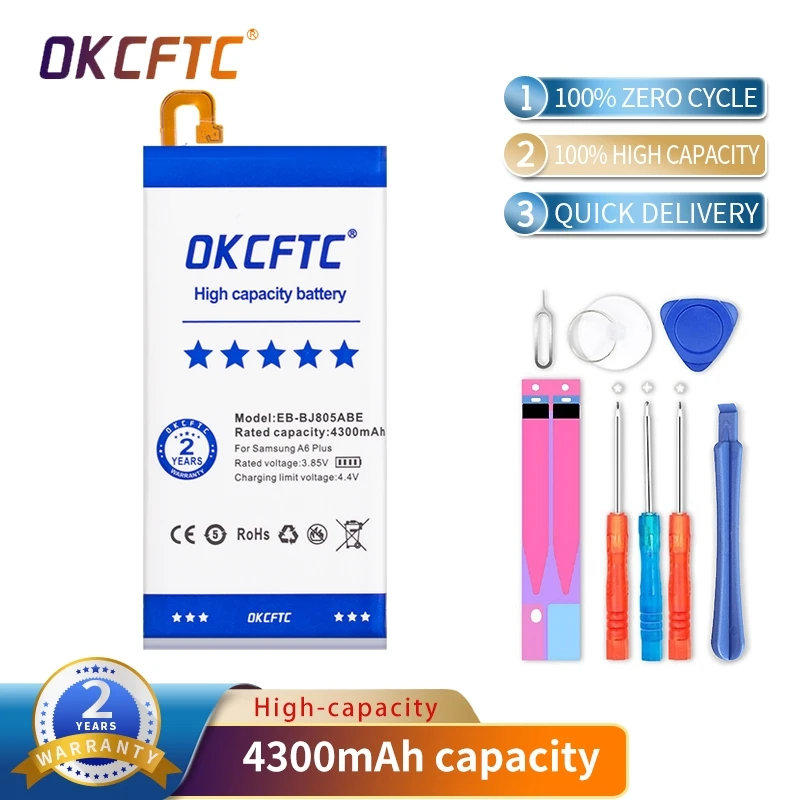 OKCFTC 4300mAh EB-BJ805ABE Battery for Samsung Galaxy A6 Plus A6+ SM-A605F A605G A6050 A605K A605FN A605GN