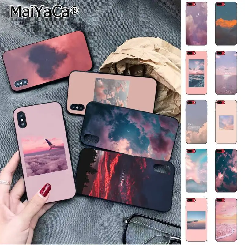 

MaiYaCa Sweet sky pink Cloud Great art printing aesthetic Phone Case for iphone 12 11 pro max SE 2020 XS 8 7 6 6S Plus X 5 SE XR