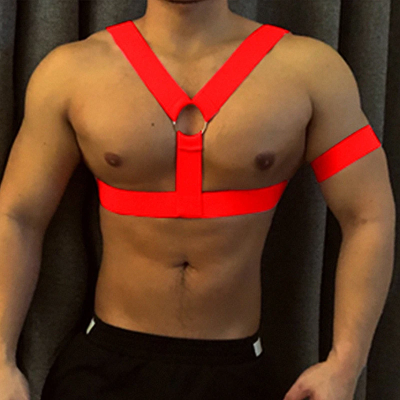 CLEVER-MENMODE Sexy Men\'s Body Chest Harness Bondage Halter Neck Men Lingerie Elastic Shoulder Straps Costume hombre Club Wear