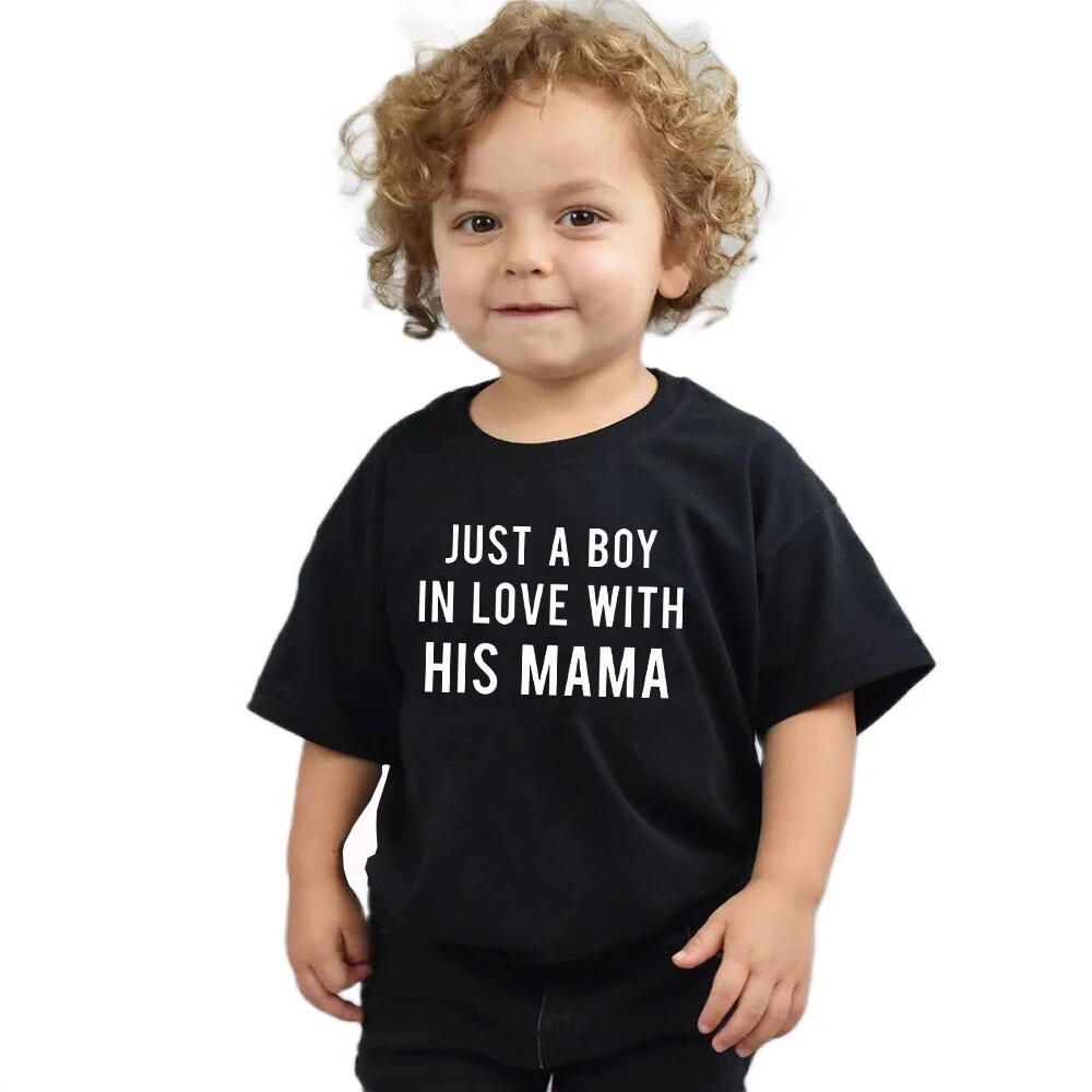 kids t shirt for boys t shirts casual cotton Short sleeve t shirt tops just a boy in love with his mama print Toddler boys cloth