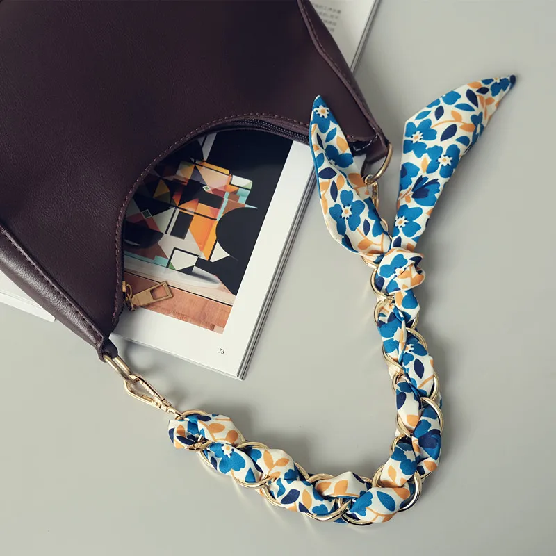 Cadena de repuesto desmontable para mujer, accesorio para bolso de mano, de seda Floral, correa de algodón, nueva moda, primavera y verano