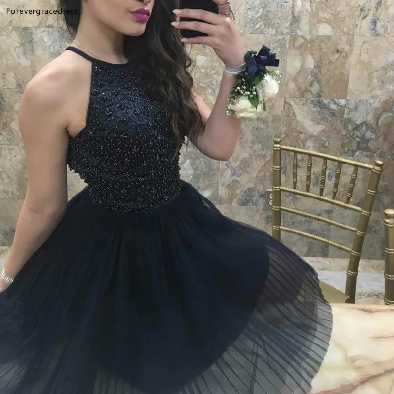 Vestido de fiesta morado, línea A, Halter, Espalda descubierta, con cuentas, vestido de fiesta, Homecoming