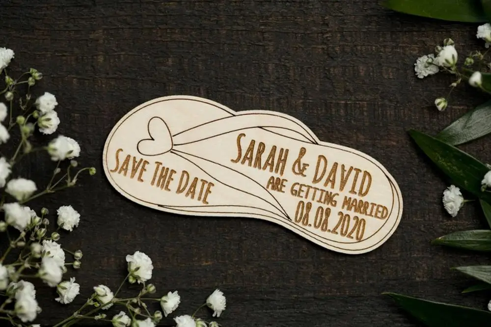 Flip Flop Save the Date Magnet, Wood Wedding Magnet, Hawaii Wedding Save The Date magnet, Beach Save The Date, Personalized Hawa