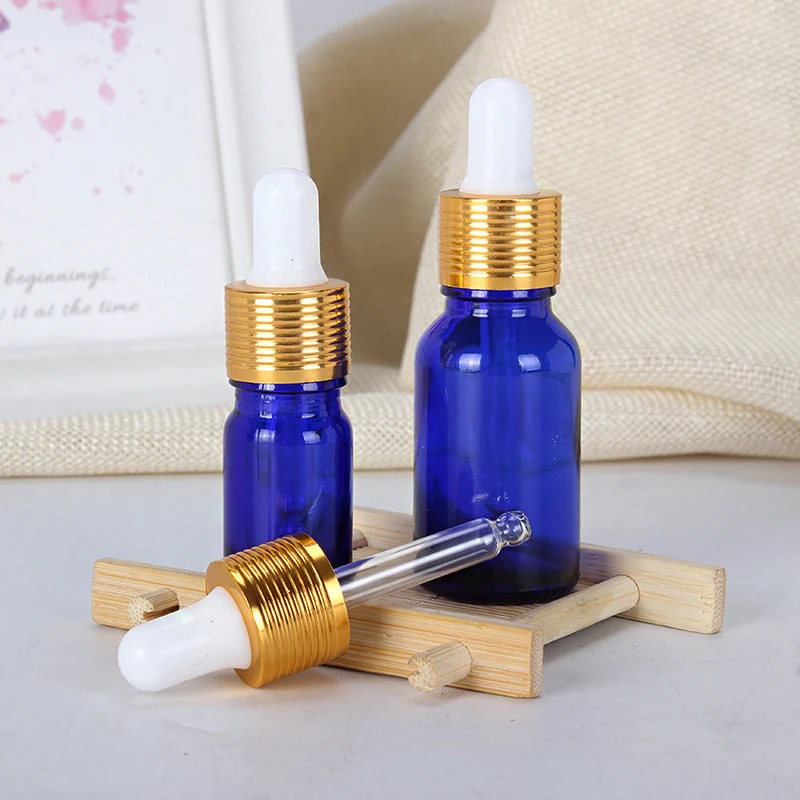 Dropper Bottle Blue Glass 5-100ML Reagent Eye Dropper Drop Aromatherapy Liquid Pipette Refillable Bottle Essential Oil Container