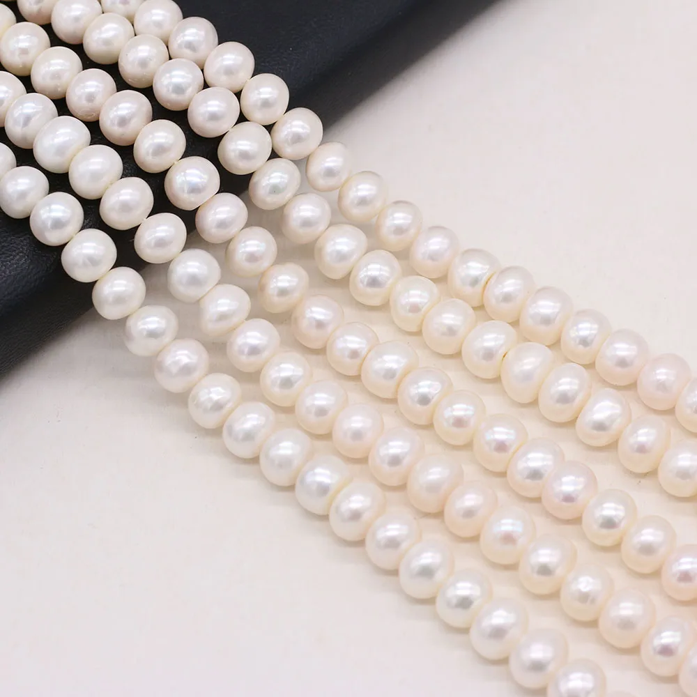 Natural Freshwater White Pearl Beads Oval Loose Bead For Jewelry Making DIY Charm Bracelet Necklace Earring Accessories 9-10mm