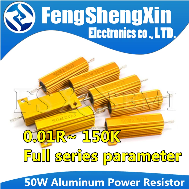 RX24 50W Aluminum Power Metal Shell Case Wirewound Resistor 0.01~150K 0.33 0.5 1 2 5 6 8 10 20 50 100 120 200 300 1K 5K 10K ohm