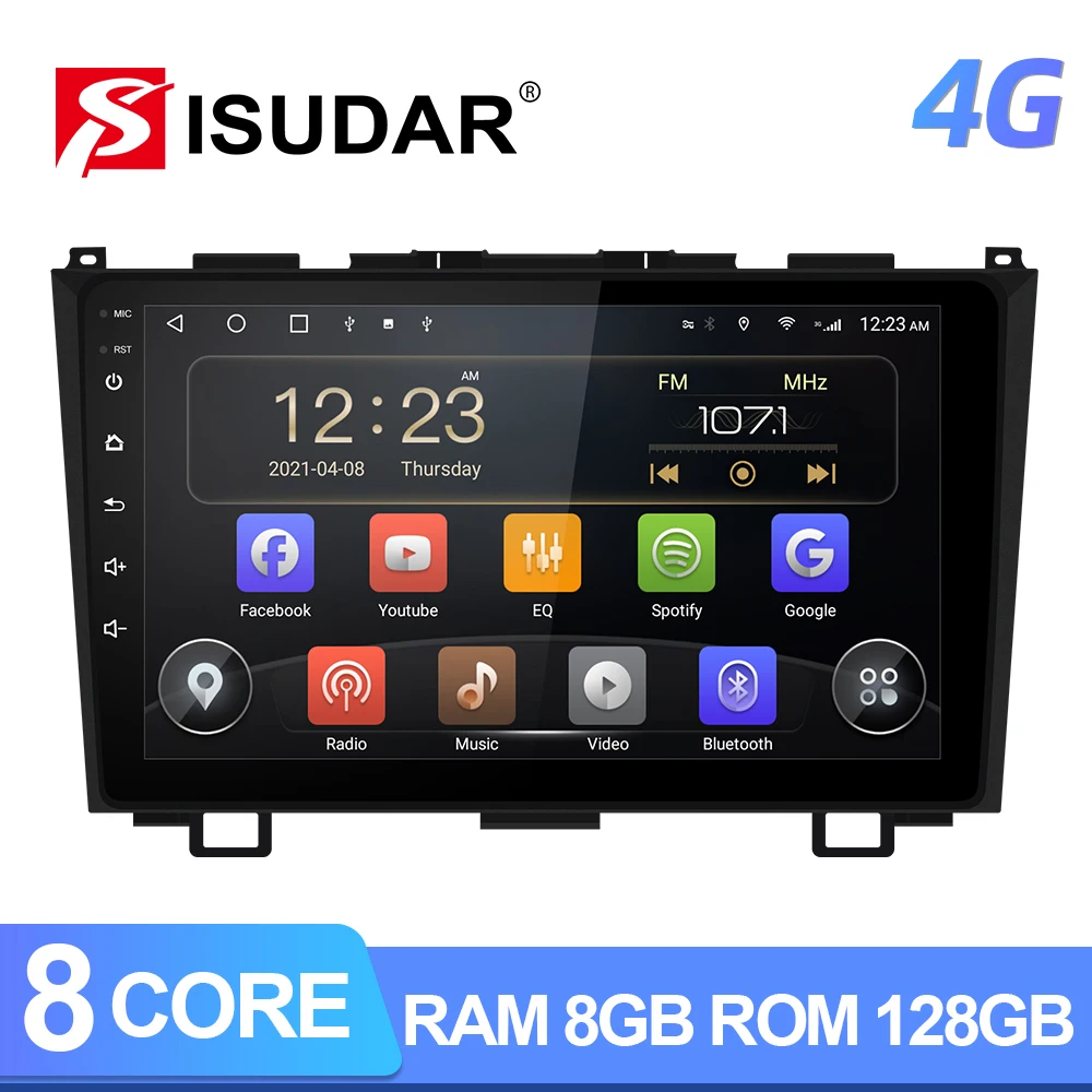 

ISUDAR QLED Android 10 Car Radio For Honda/CRV/CR-V 2006 2007-2011 GPS Navigation Car Multimedia 8 Core RAM 6G 4G No 2din