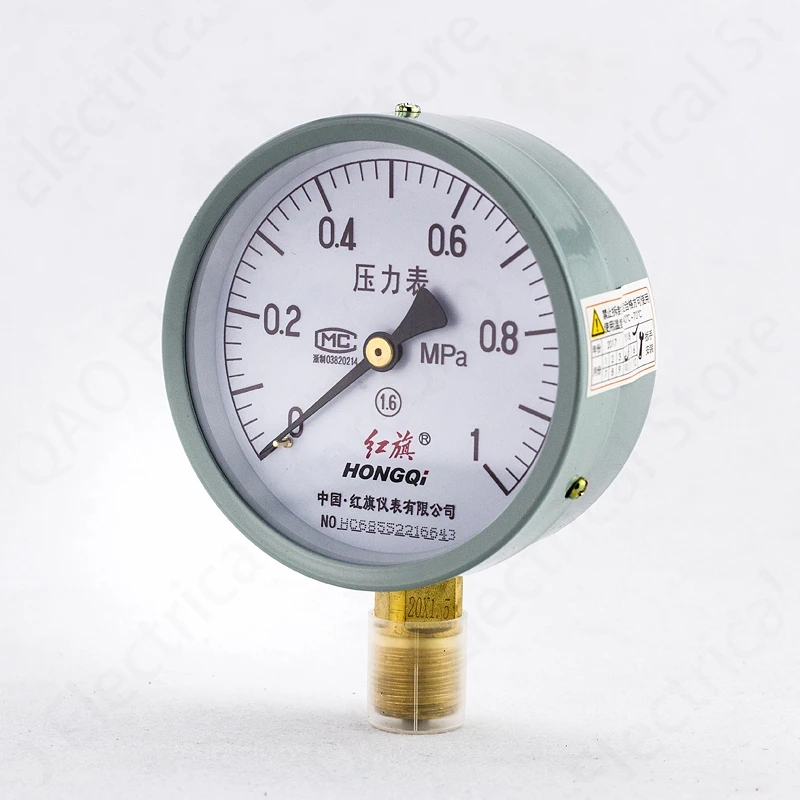 Factory direct Hongqi instrument pressure gauge Y-100 1.6 0-1mpa water pressure gauge oil pressure gauge barometer