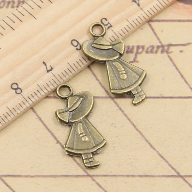 10pcs Charms Girl Hat 12x24mm Tibetan Bronze Silver Color Pendants Antique Jewelry Making DIY Handmade Craft