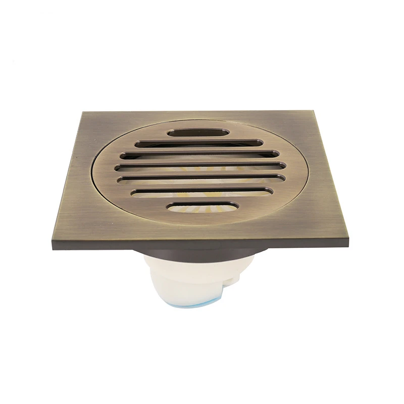 1PC 4‘ Square Floor Drain Brass Anti-odor Bath Drain Deodorization Multiple Color Shower Room Cover Large Drainage